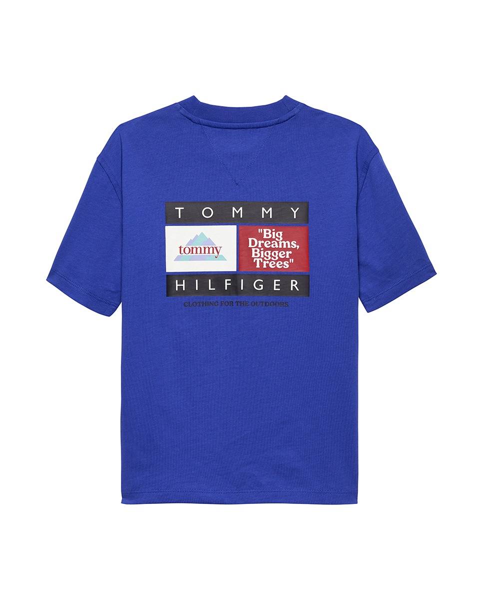 T-shirt com Estampado à Frente e Atrás Tommy Hilfiger Azul-6