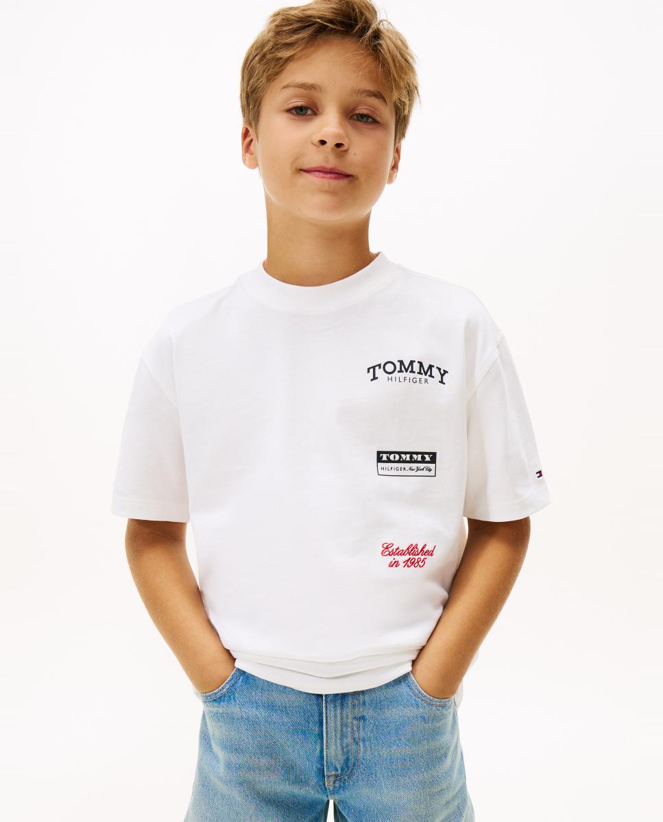 T-shirt com Estampado à Frente e Atrás Branco-1