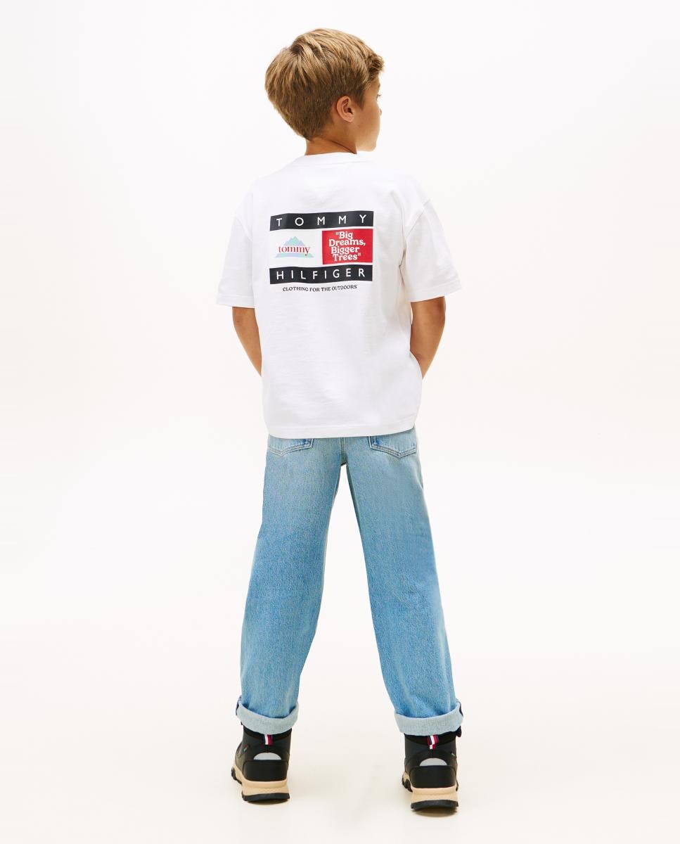 T-shirt com Estampado à Frente e Atrás Branco-2