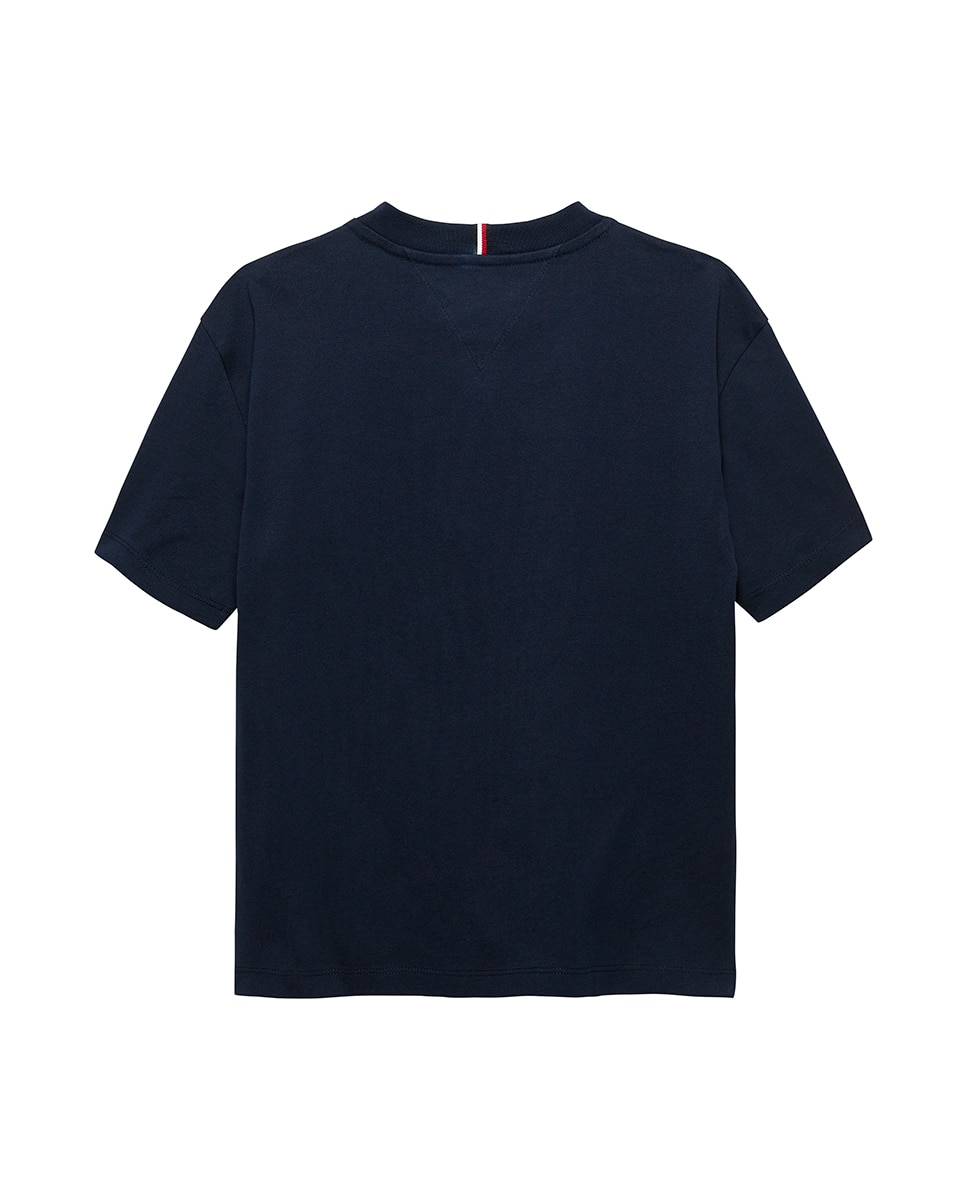 T-shirt com Logótipo de Bandeira à Frente Tommy Hilfiger Azul-6