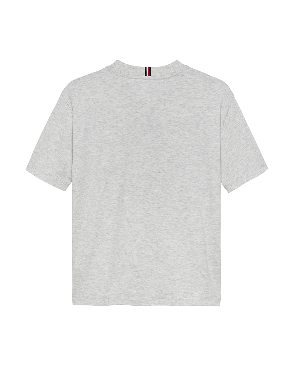T-shirt com Logótipo de Bandeira à Frente Tommy Hilfiger Cinzento-6