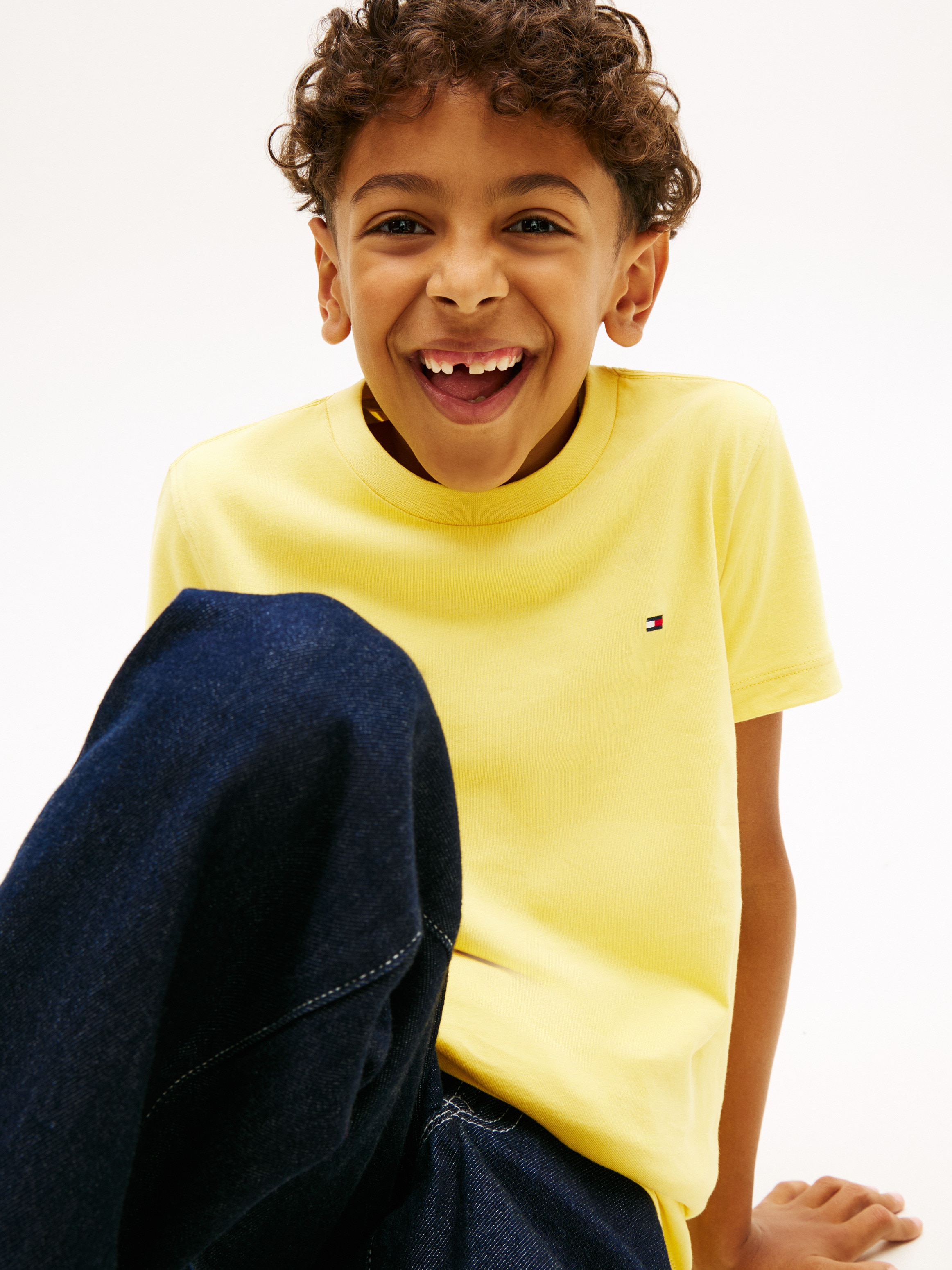 T-shirt de Manga Curta com Logótipo Bordado Tommy Hilfiger Amarelo-3
