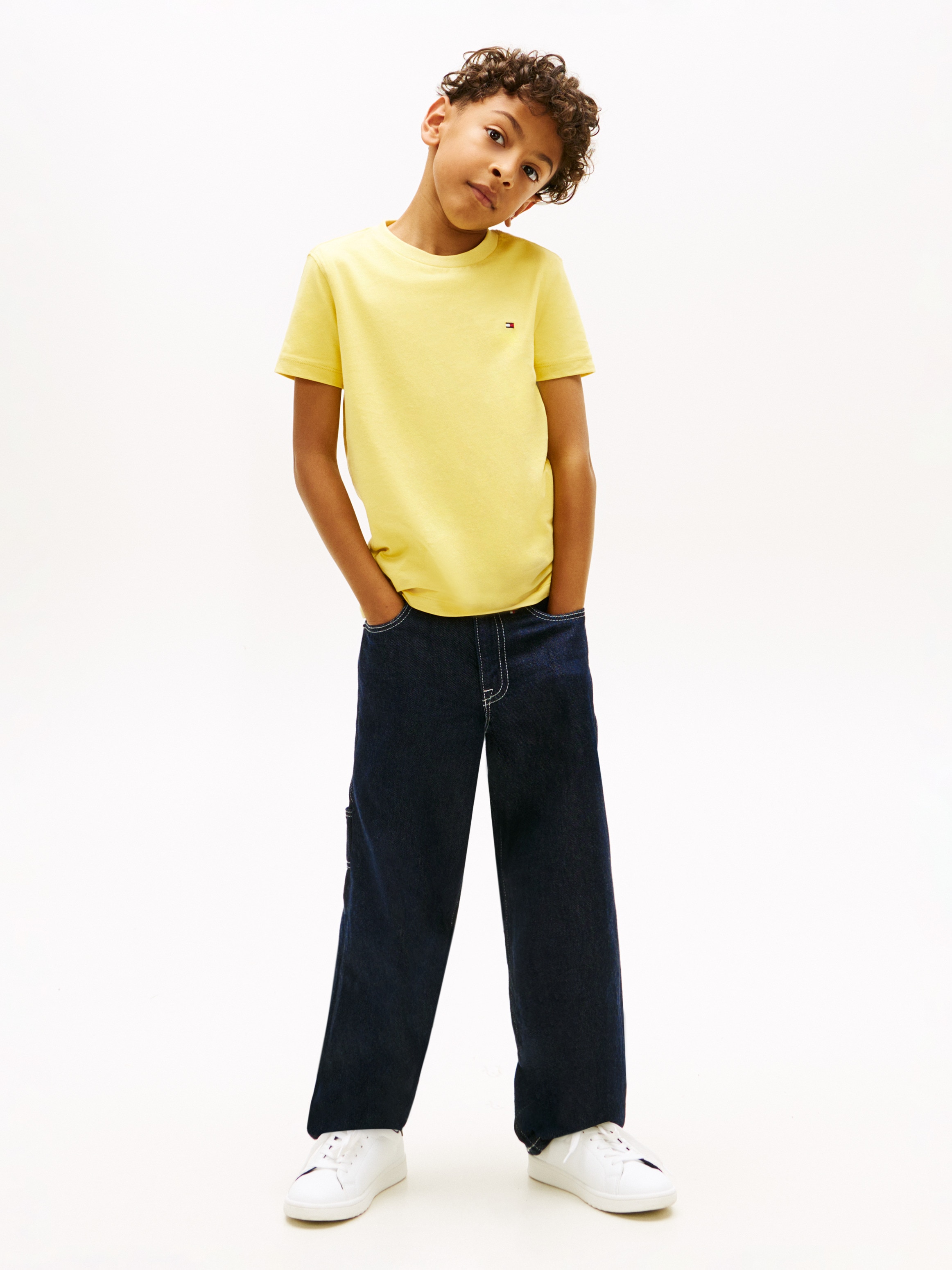 T-shirt de Manga Curta com Logótipo Bordado Tommy Hilfiger Amarelo-4