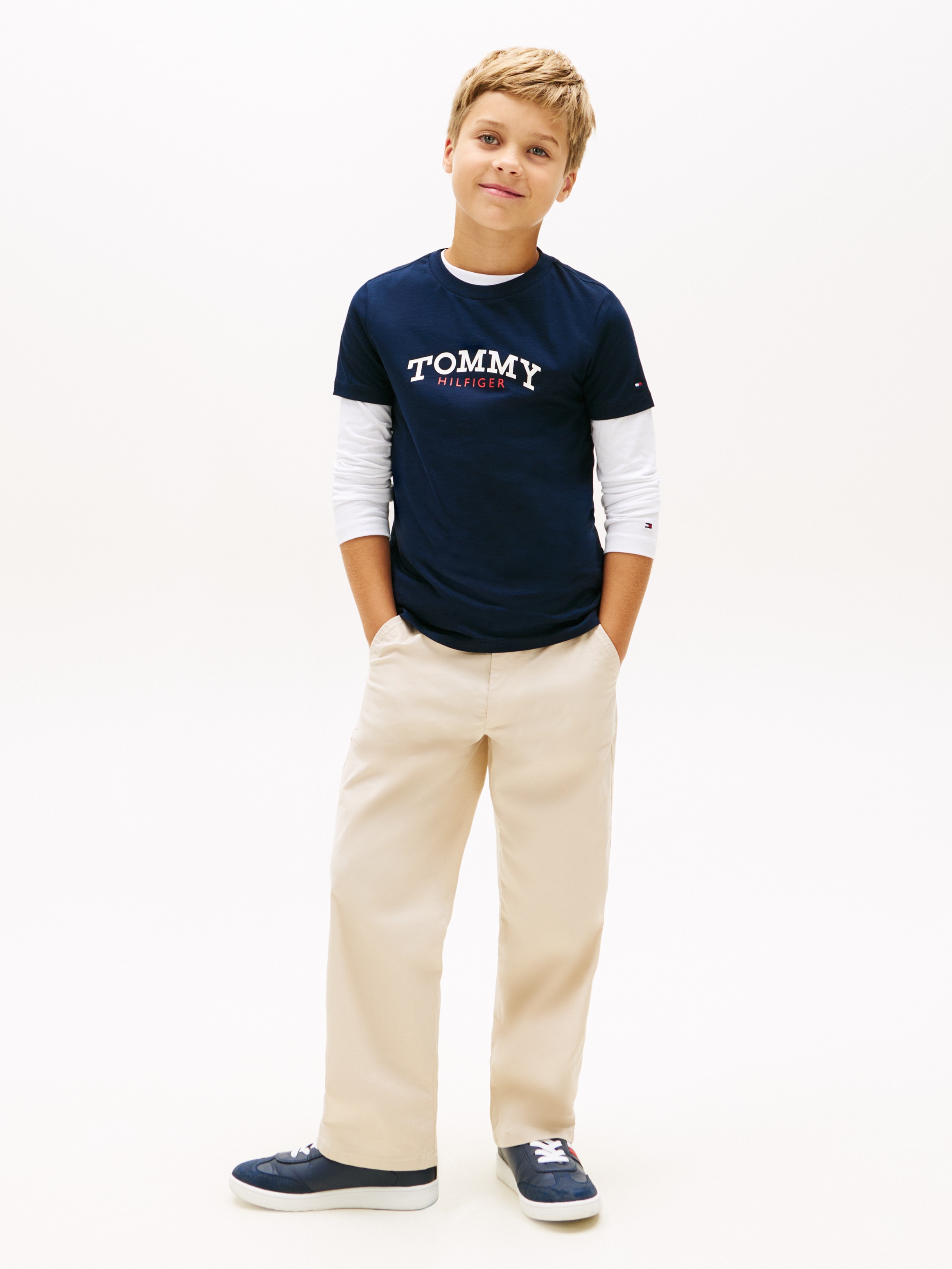 T-shirt com logótipo à frente Tommy Hilfiger Azul-4