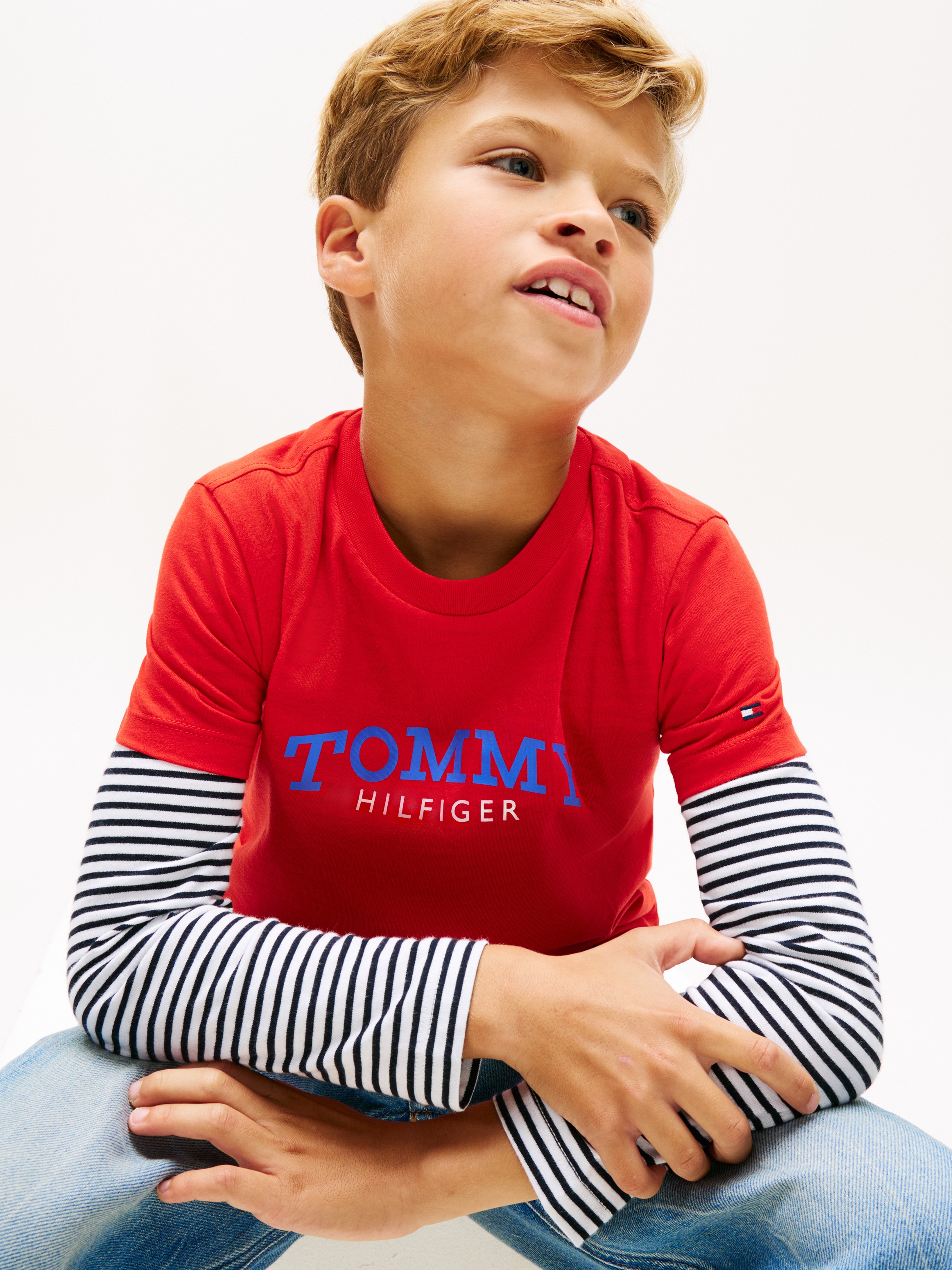 T-shirt com logótipo à frente Tommy Hilfiger Vermelho-3