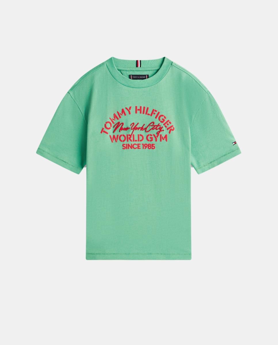 T-shirt com logótipo à frente Tommy Hilfiger Verde-5