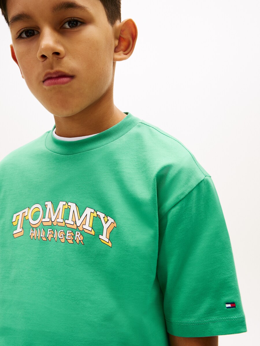 T-shirt com logótipo à frente Verde-3