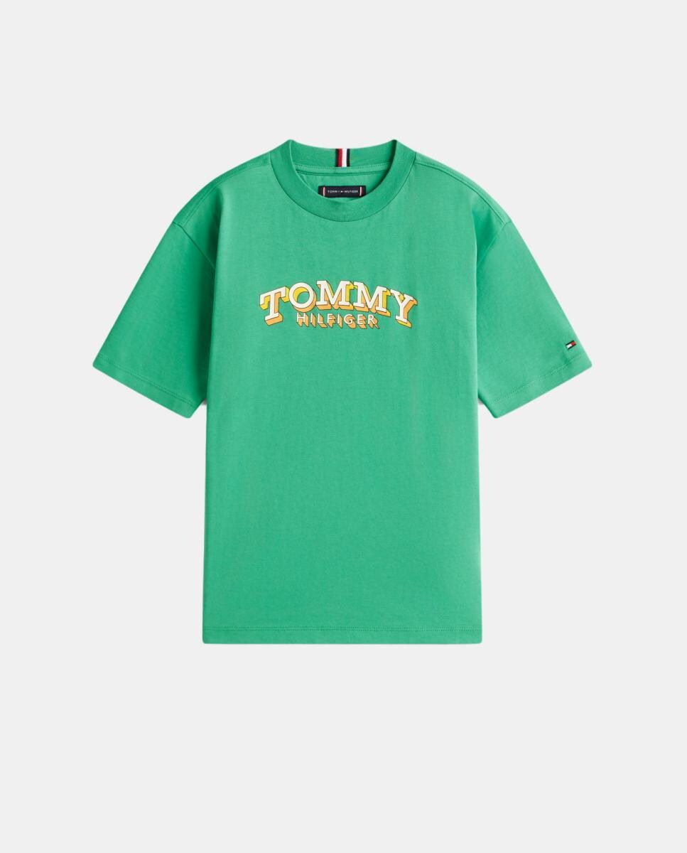 T-shirt com logótipo à frente Verde-5