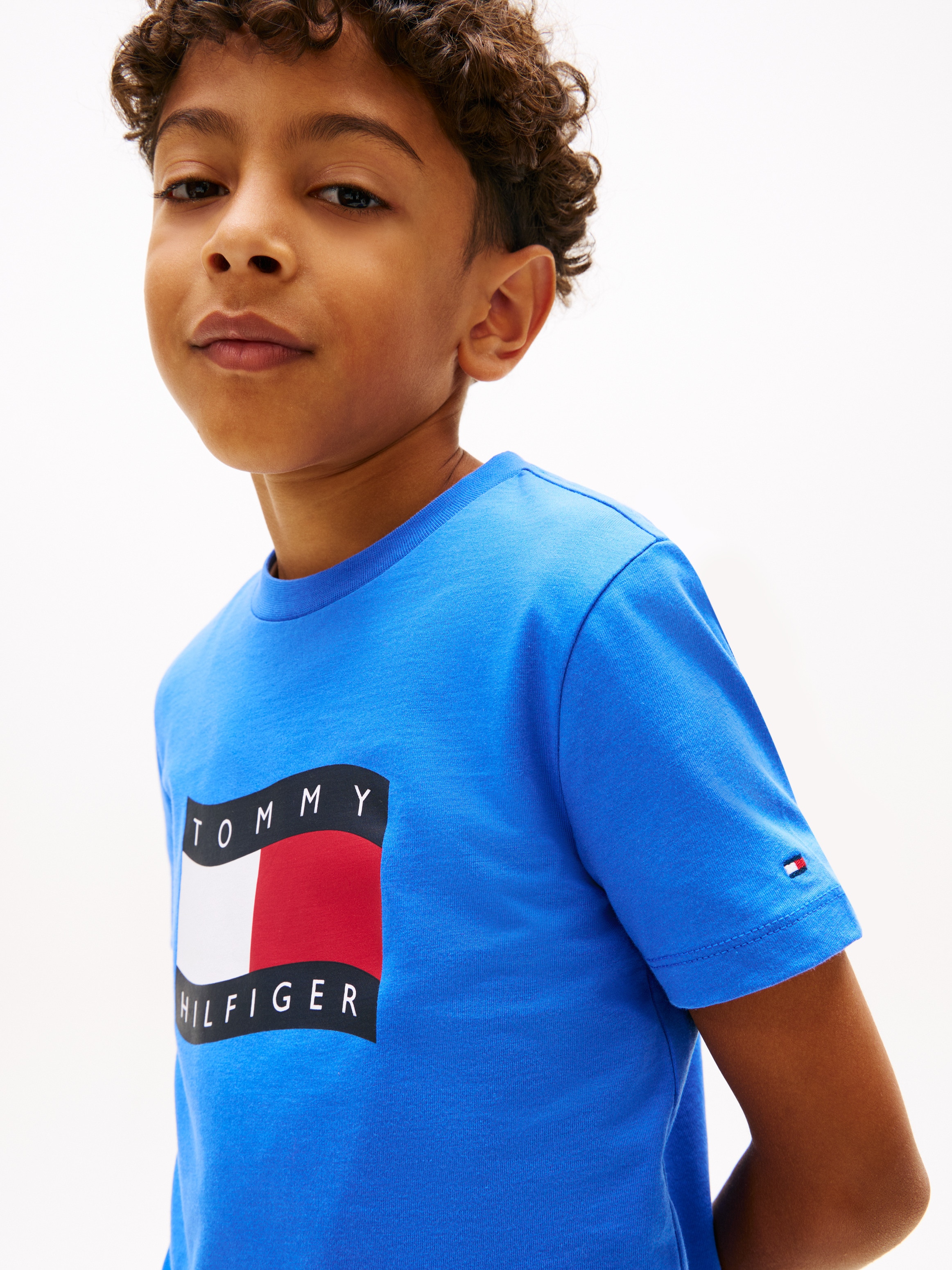 T-shirt com Bandeira da Marca no Peito Tommy Hilfiger Azul-3