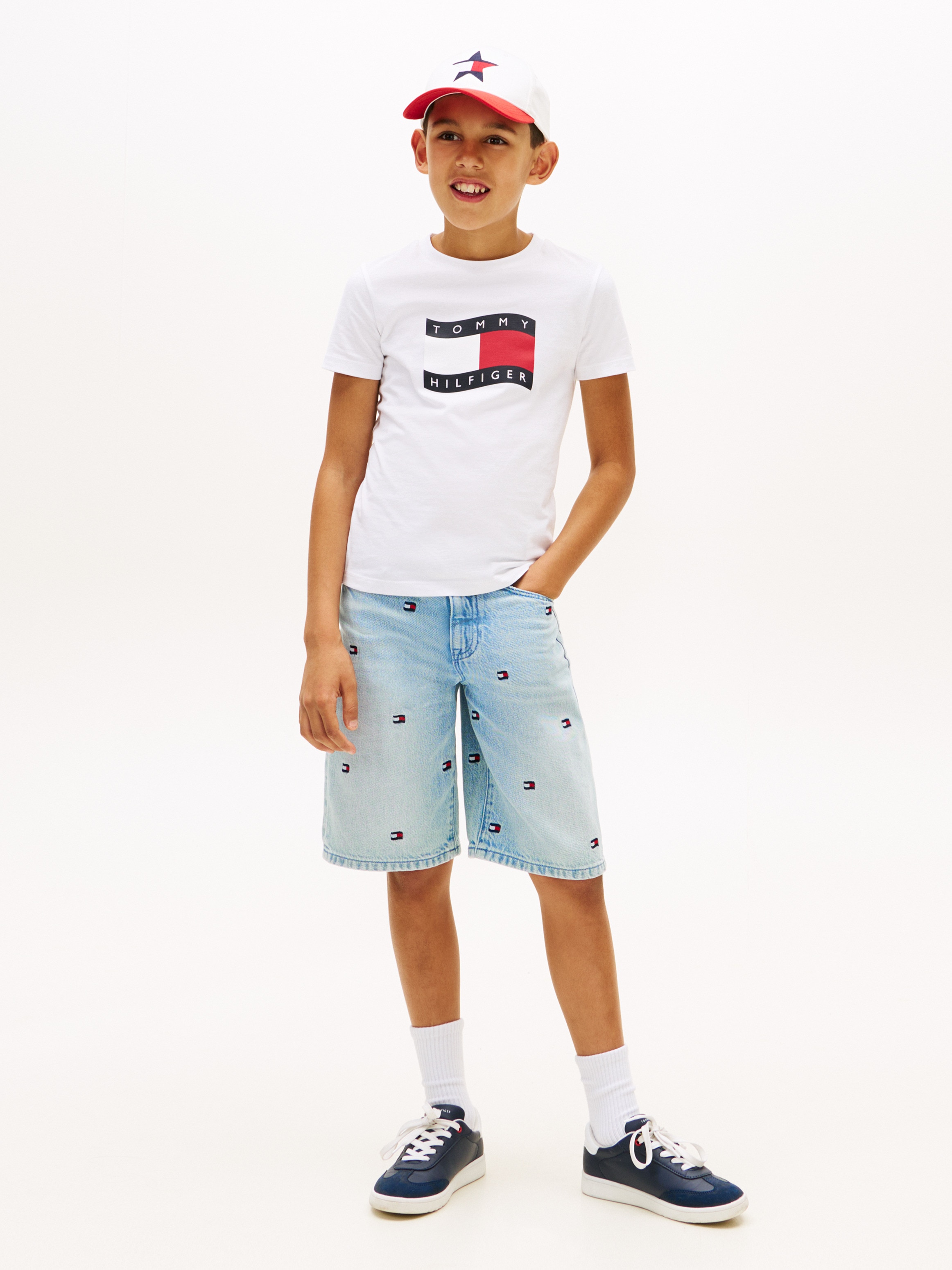 T-shirt com Bandeira da Marca no Peito Branco-4