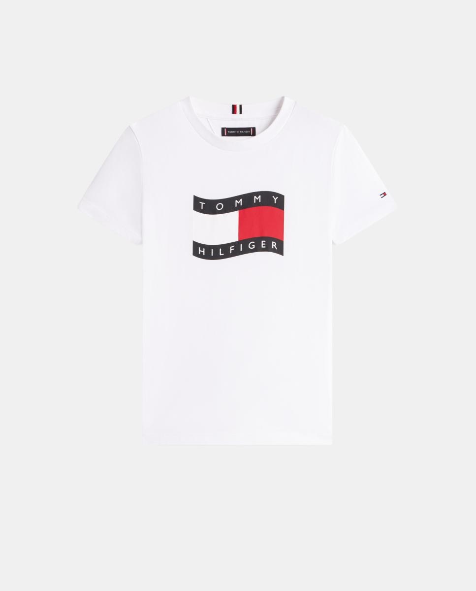 T-shirt com Bandeira da Marca no Peito Branco-5