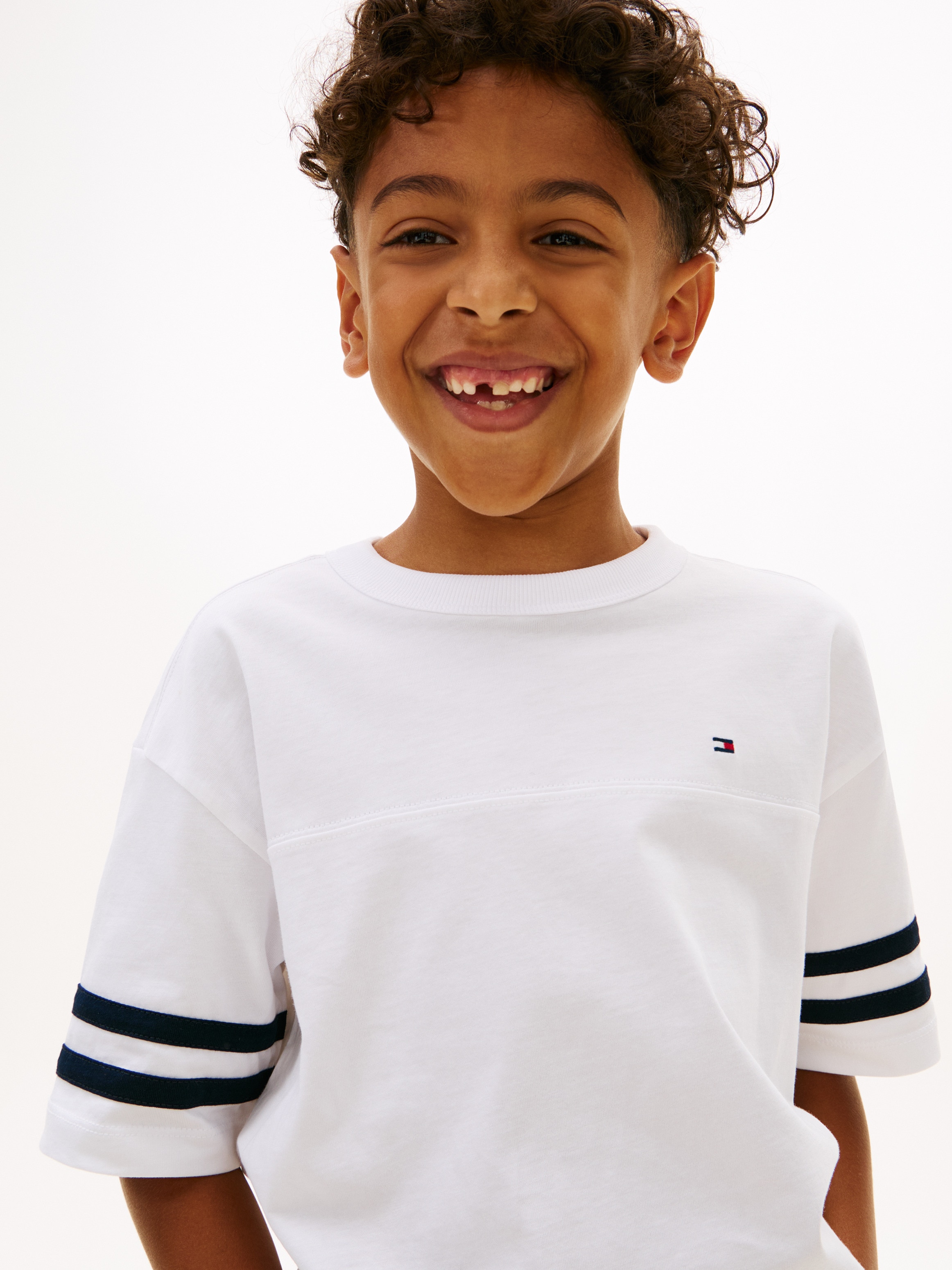 T-shirt de Silhueta Larga e Logótipo no Peito Tommy Hilfiger Branco-3