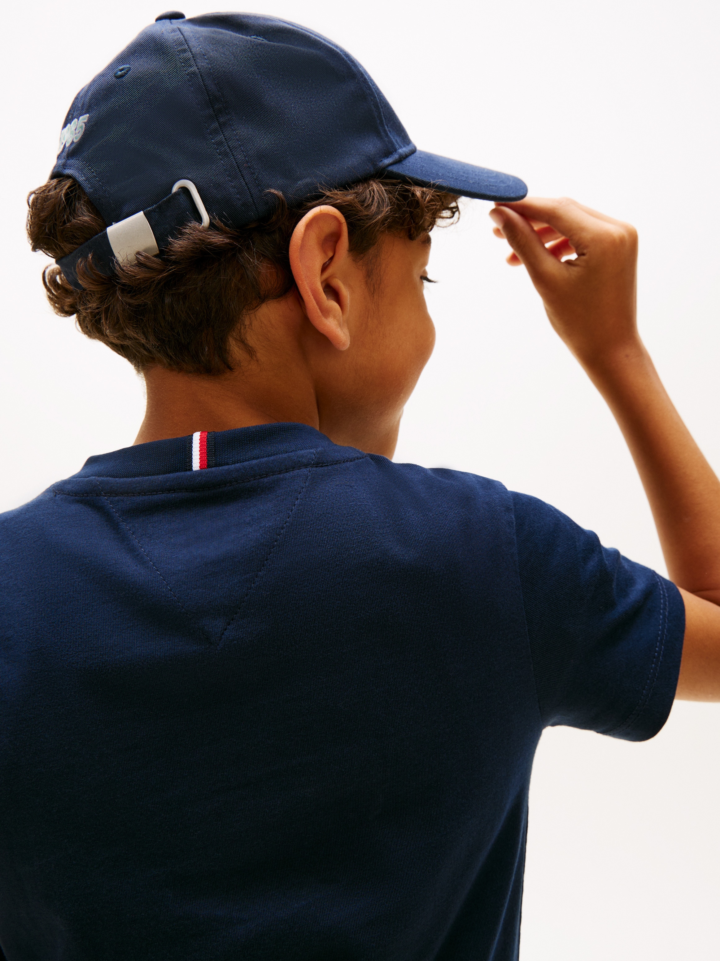 T-shirt com Logótipo em Contraste à Frente Tommy Hilfiger Azul-3