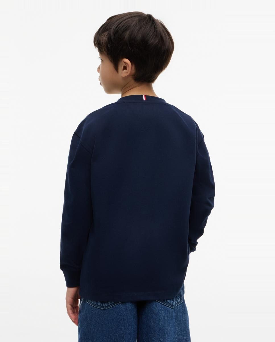 Camisola de Manga Comprida com Logótipo na Manga Azul-2