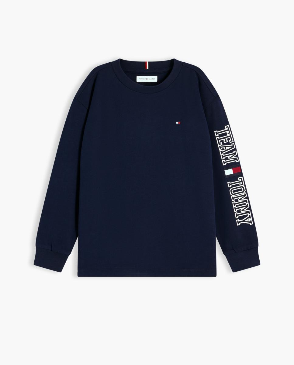 Camisola de Manga Comprida com Logótipo na Manga Azul-5