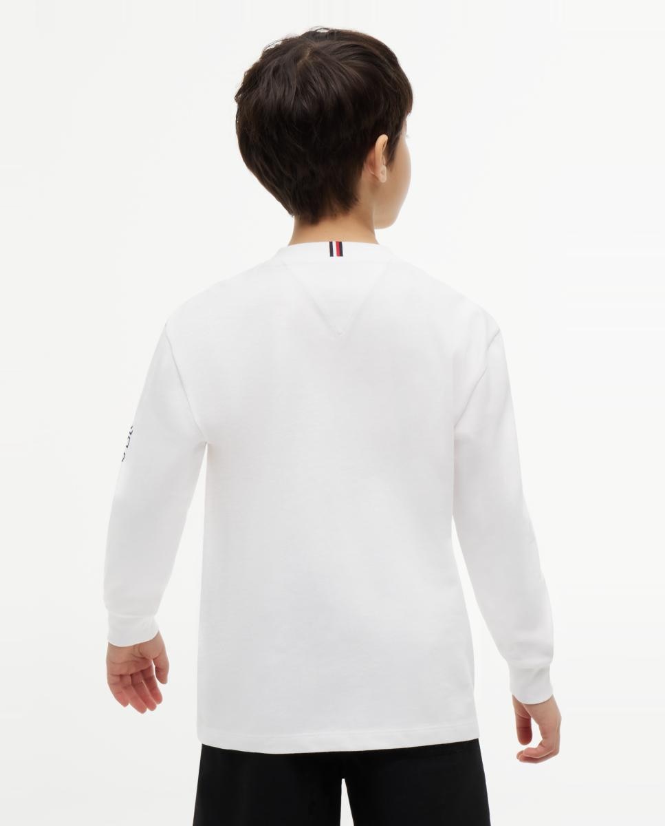 Camiseta de niño de manga larga con logo en la manga - Tommy Hilfiger - Blanco Blanco-2