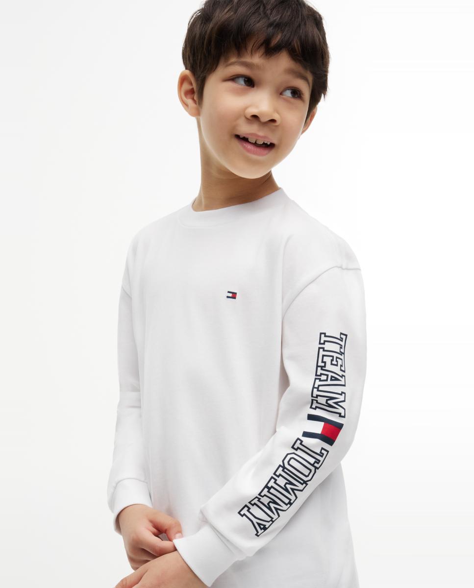 Camiseta de niño de manga larga con logo en la manga - Tommy Hilfiger - Blanco Blanco-3