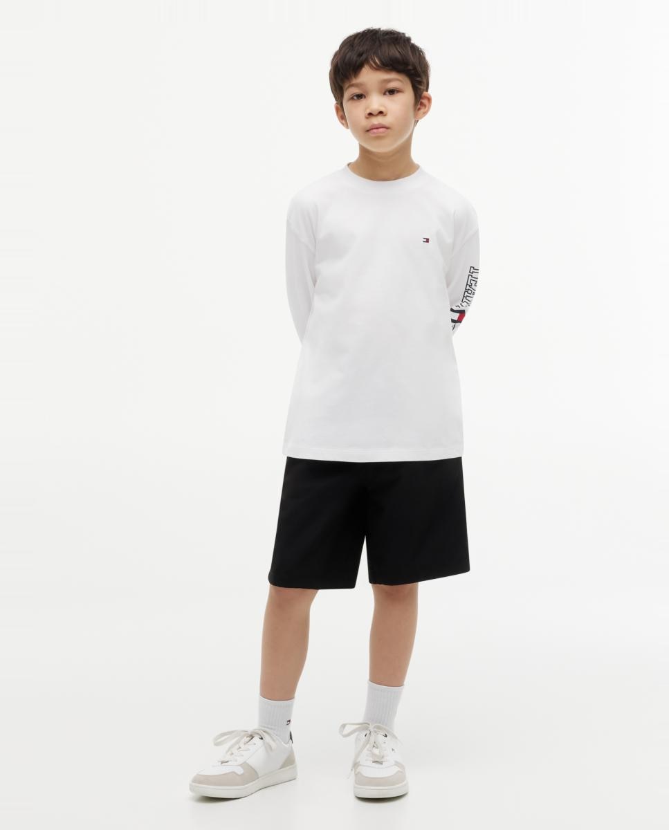 Camiseta de niño de manga larga con logo en la manga - Tommy Hilfiger - Blanco Blanco-4