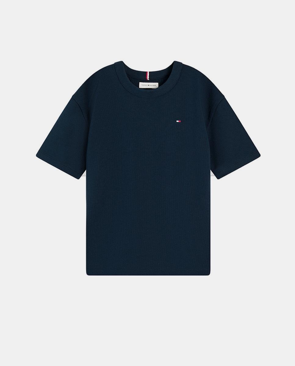 Imagen 0 de Camiseta de niño de manga corta con logo bordado en la espalda Azul