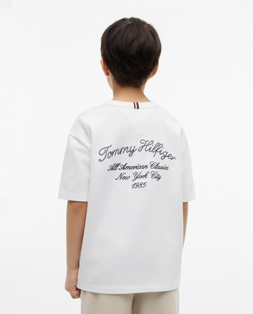 Camiseta de niño de manga corta con logo bordado en la espalda - Tommy Hilfiger - Blanco Blanco-2