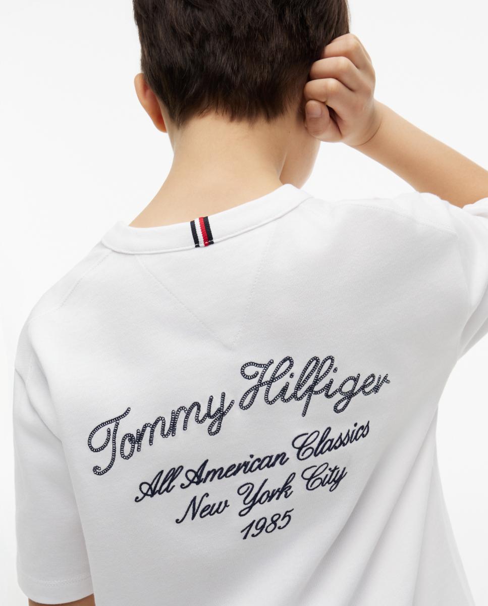 Camiseta de niño de manga corta con logo bordado en la espalda - Tommy Hilfiger - Blanco Blanco-3