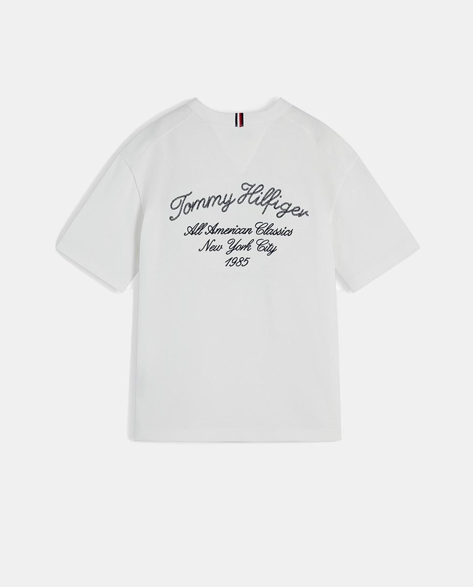 Camiseta de niño de manga corta con logo bordado en la espalda - Tommy Hilfiger - Blanco Blanco-6
