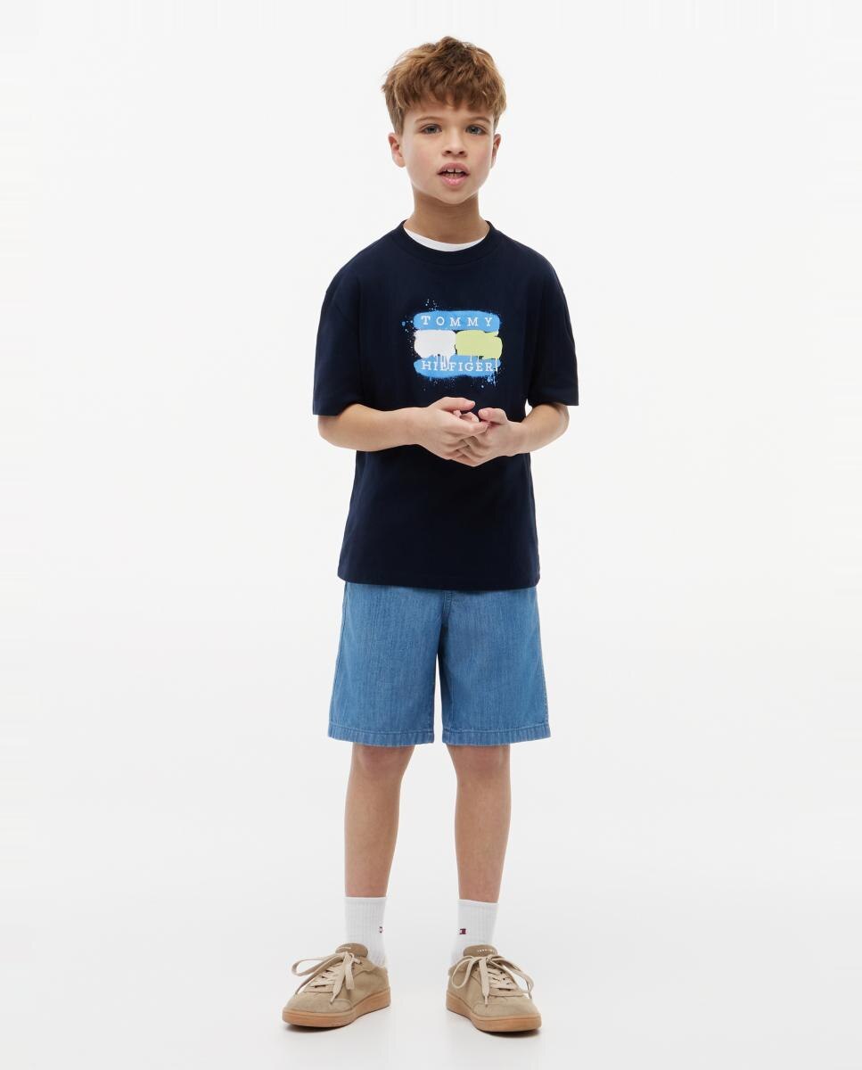 Camiseta de niño de manga corta con logo frontal - Tommy Hilfiger - Azul Azul-4