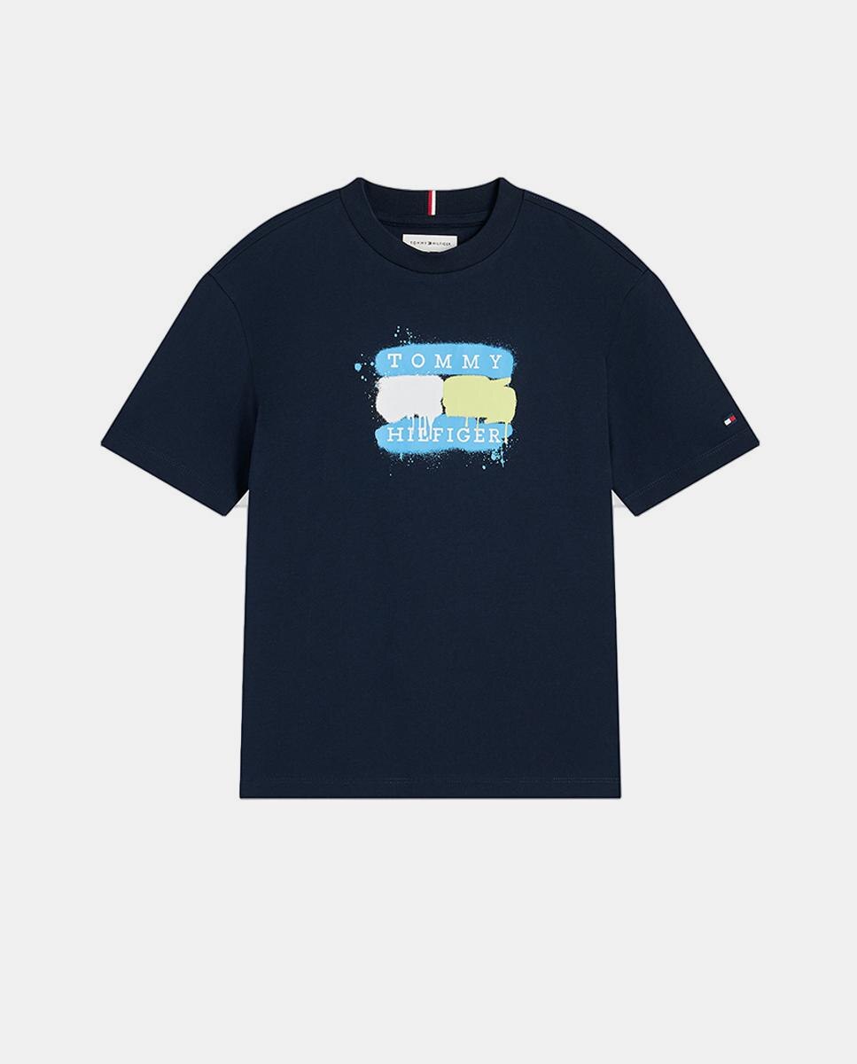 Camiseta de niño de manga corta con logo frontal - Tommy Hilfiger - Azul Azul-5