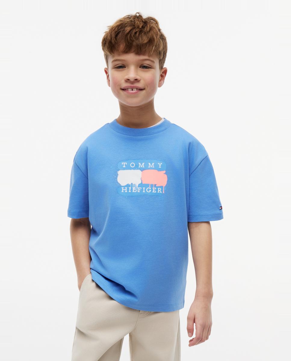 Camiseta de niño de manga corta con logo frontal - Tommy Hilfiger - Azul Azul-1