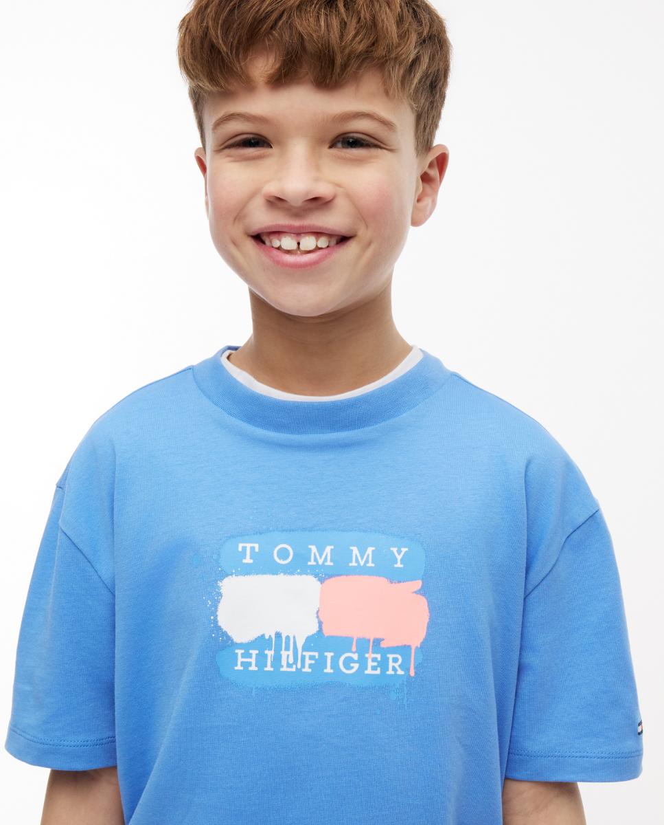 Camiseta de niño de manga corta con logo frontal - Tommy Hilfiger - Azul Azul-3