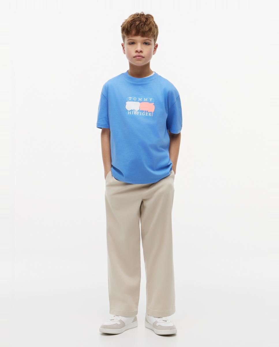 Camiseta de niño de manga corta con logo frontal - Tommy Hilfiger - Azul Azul-4