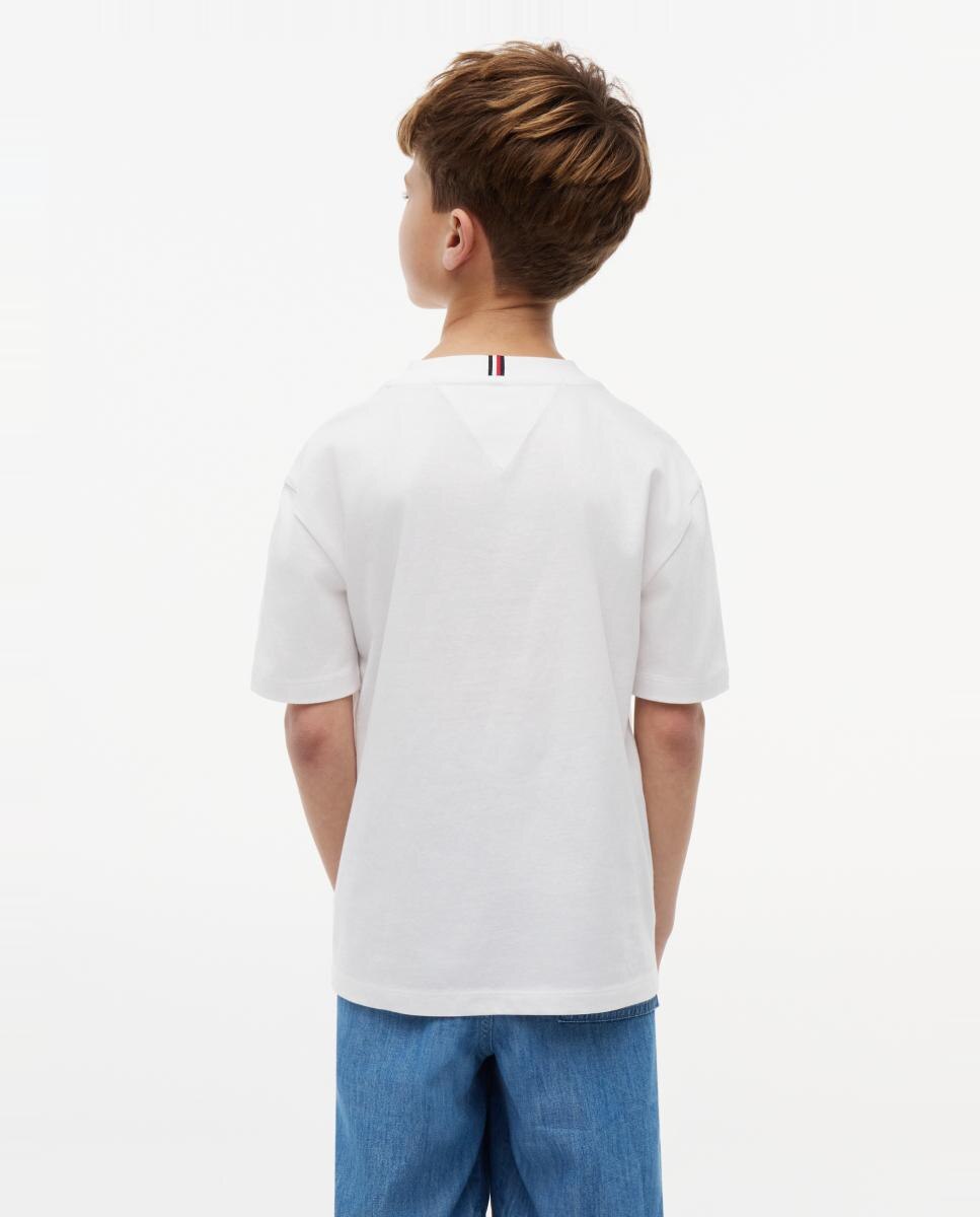 T-shirt de manga curta com logótipo à frente Tommy Hilfiger Branco-2
