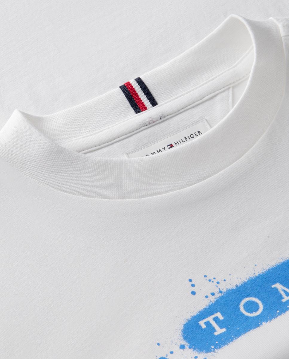 T-shirt de manga curta com logótipo à frente Tommy Hilfiger Branco-3