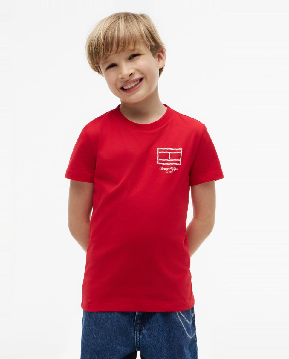 Imagen 0 de Camiseta de niño de manga corta con logo en el pecho Rojo