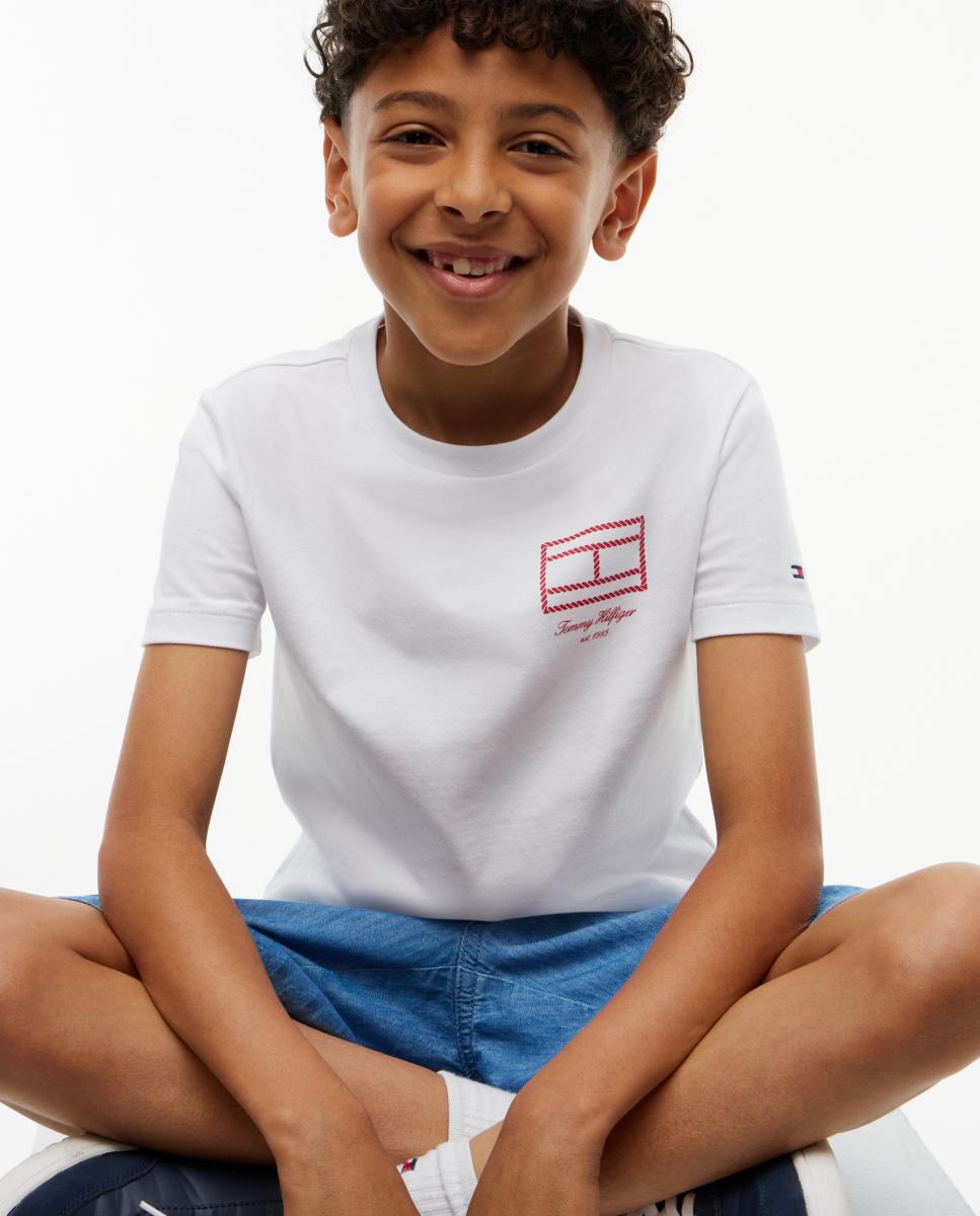 Camiseta de niño de manga corta con logo en el pecho - Tommy Hilfiger - Blanco Blanco-3