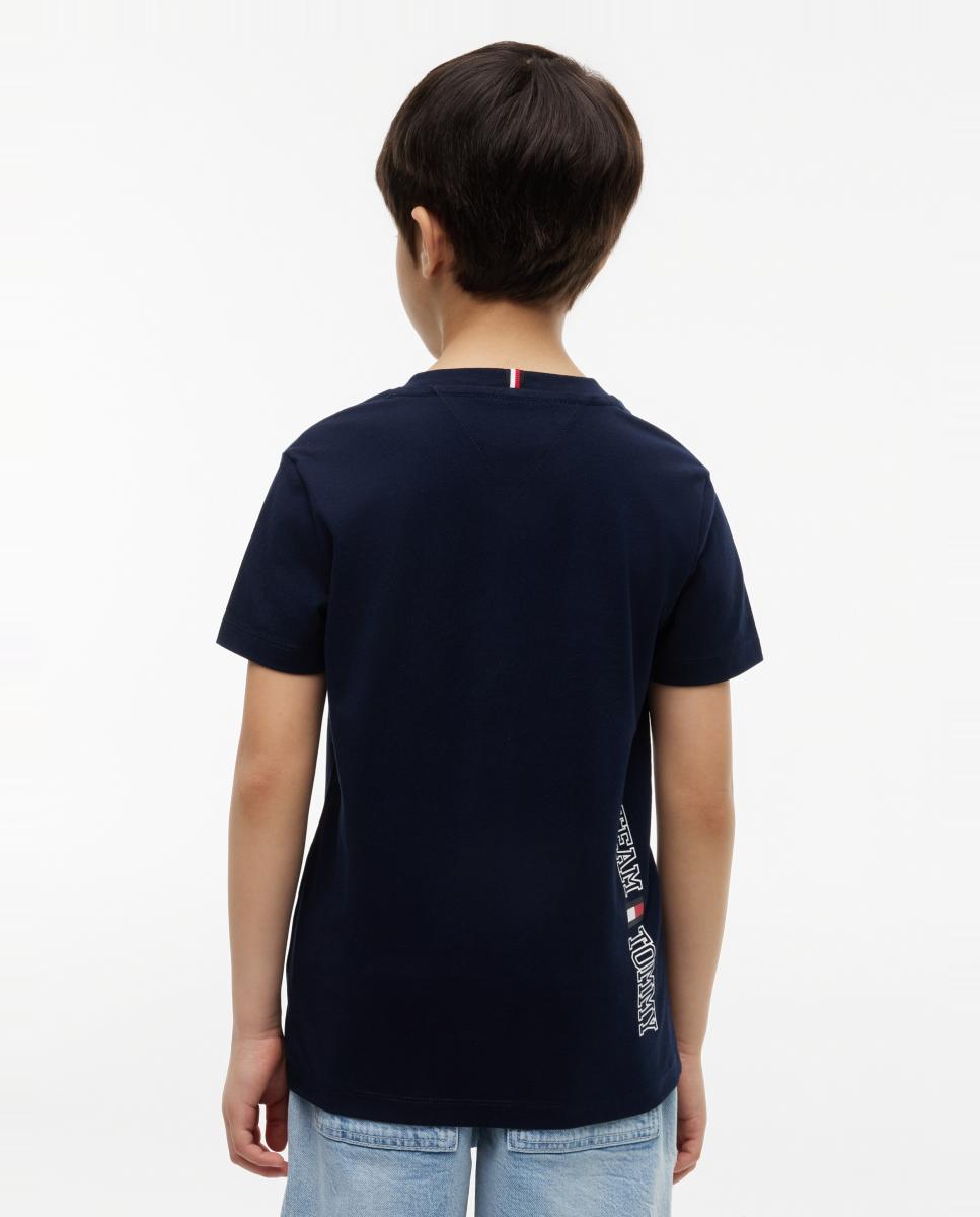 T-shirt de Manga Curta com Logótipo Bordado nas Costas Azul-2
