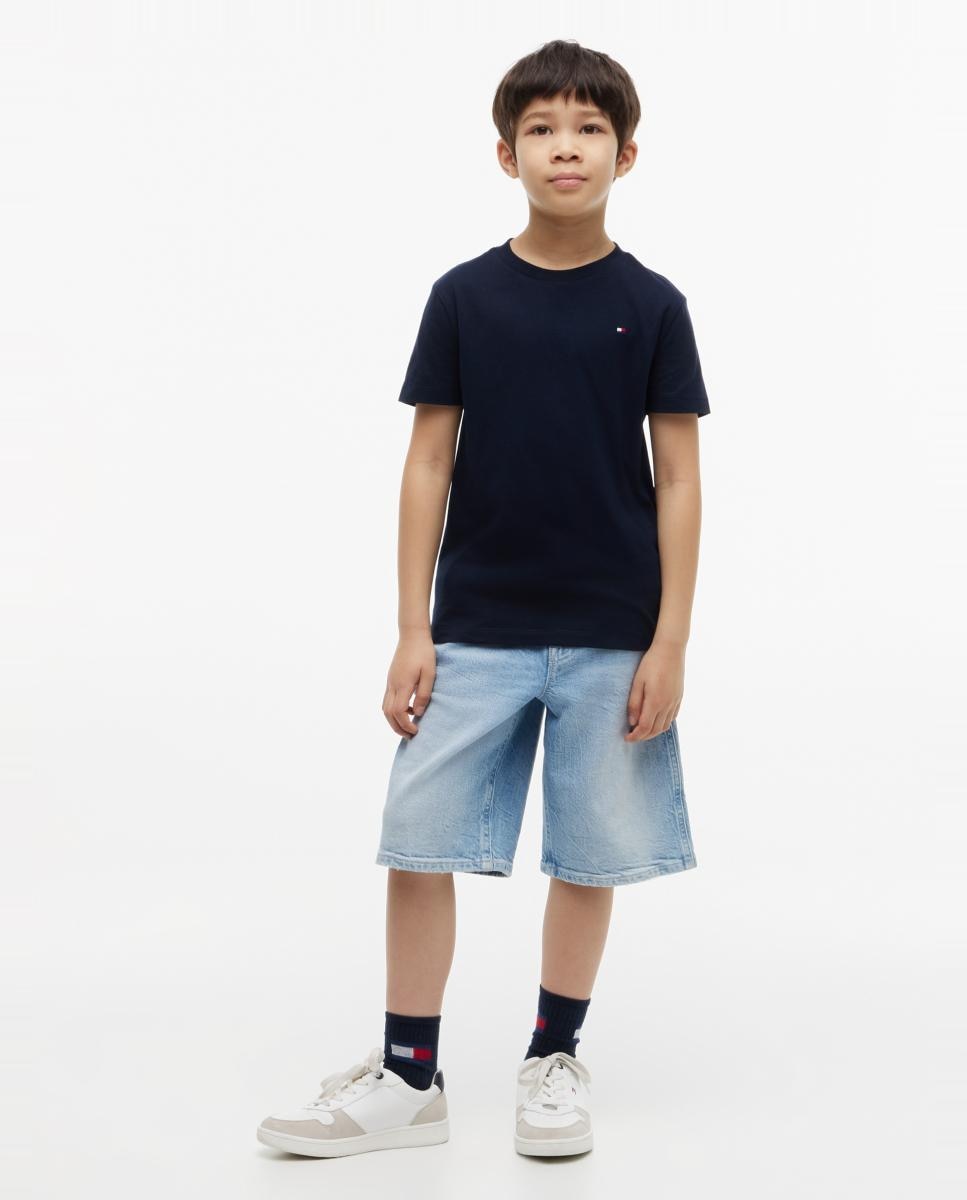 T-shirt de Manga Curta com Logótipo Bordado nas Costas Azul-4