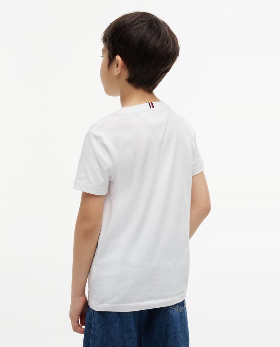 T-shirt de Manga Curta com Logótipo Bordado nas Costas Branco-2