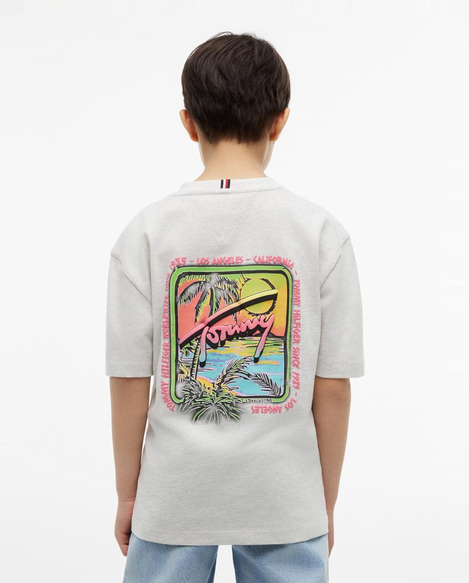 T-shirt de Manga Curta com Logótipo Bordado nas Costas Tommy Hilfiger Cinzento-2