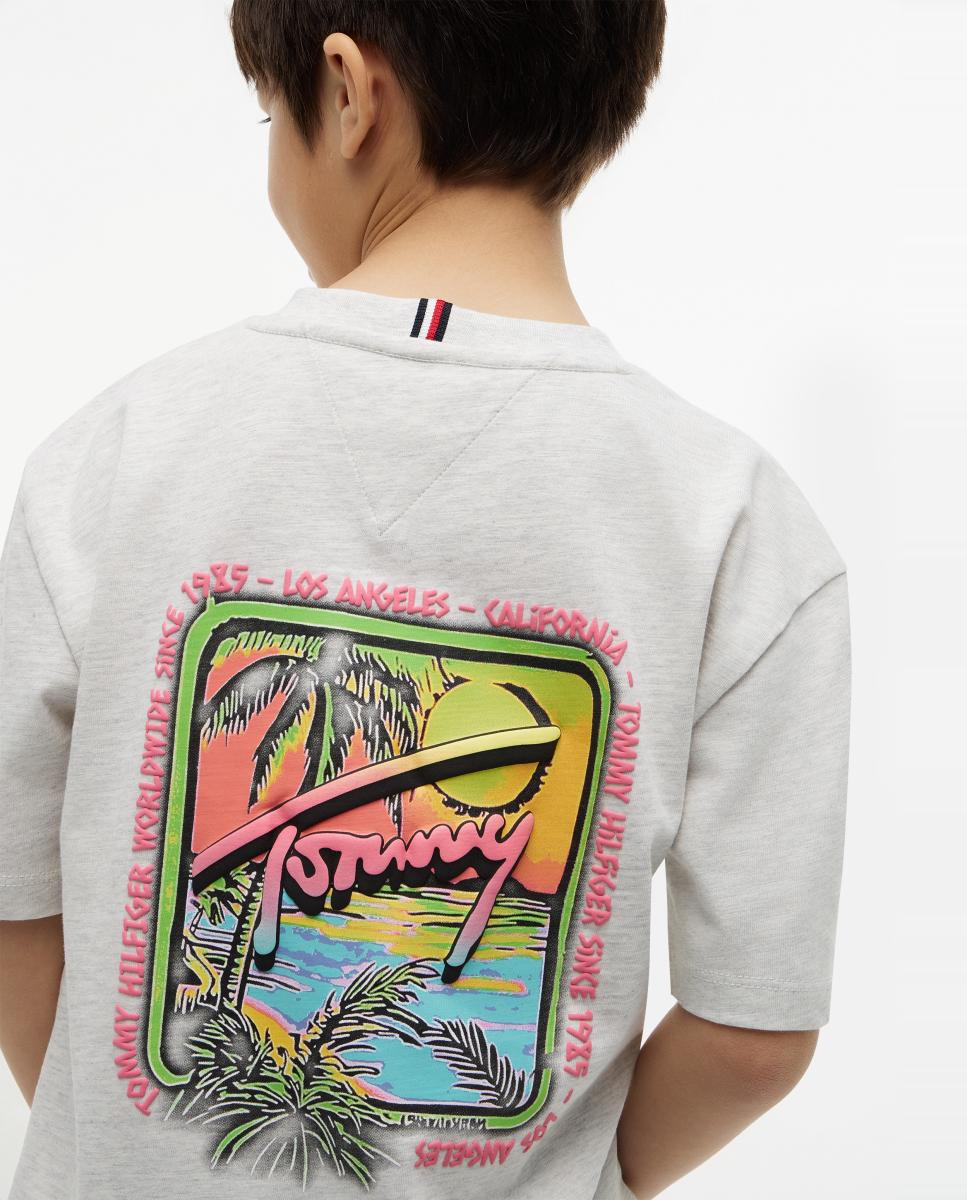 T-shirt de Manga Curta com Logótipo Bordado nas Costas Tommy Hilfiger Cinzento-3