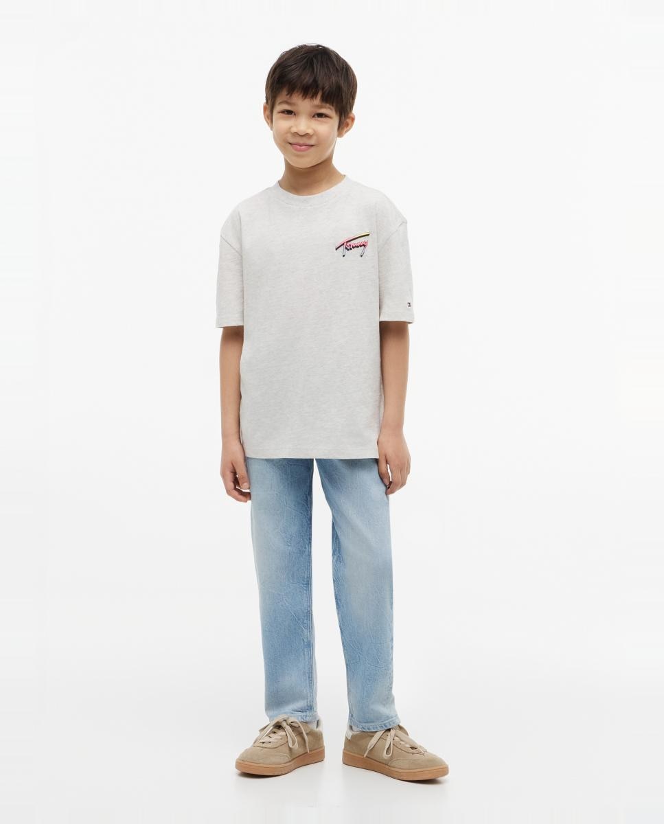 T-shirt de Manga Curta com Logótipo Bordado nas Costas Tommy Hilfiger Cinzento-5