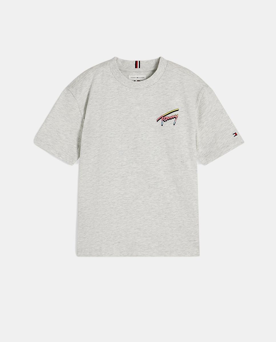 T-shirt de Manga Curta com Logótipo Bordado nas Costas Tommy Hilfiger Cinzento-6