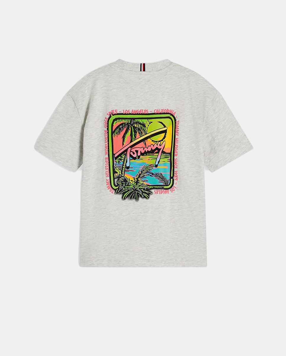 T-shirt de Manga Curta com Logótipo Bordado nas Costas Tommy Hilfiger Cinzento-7