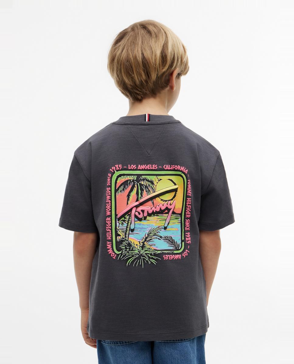 T-shirt de Manga Curta com Logótipo Bordado nas Costas Tommy Hilfiger Cinzento-escuro-2