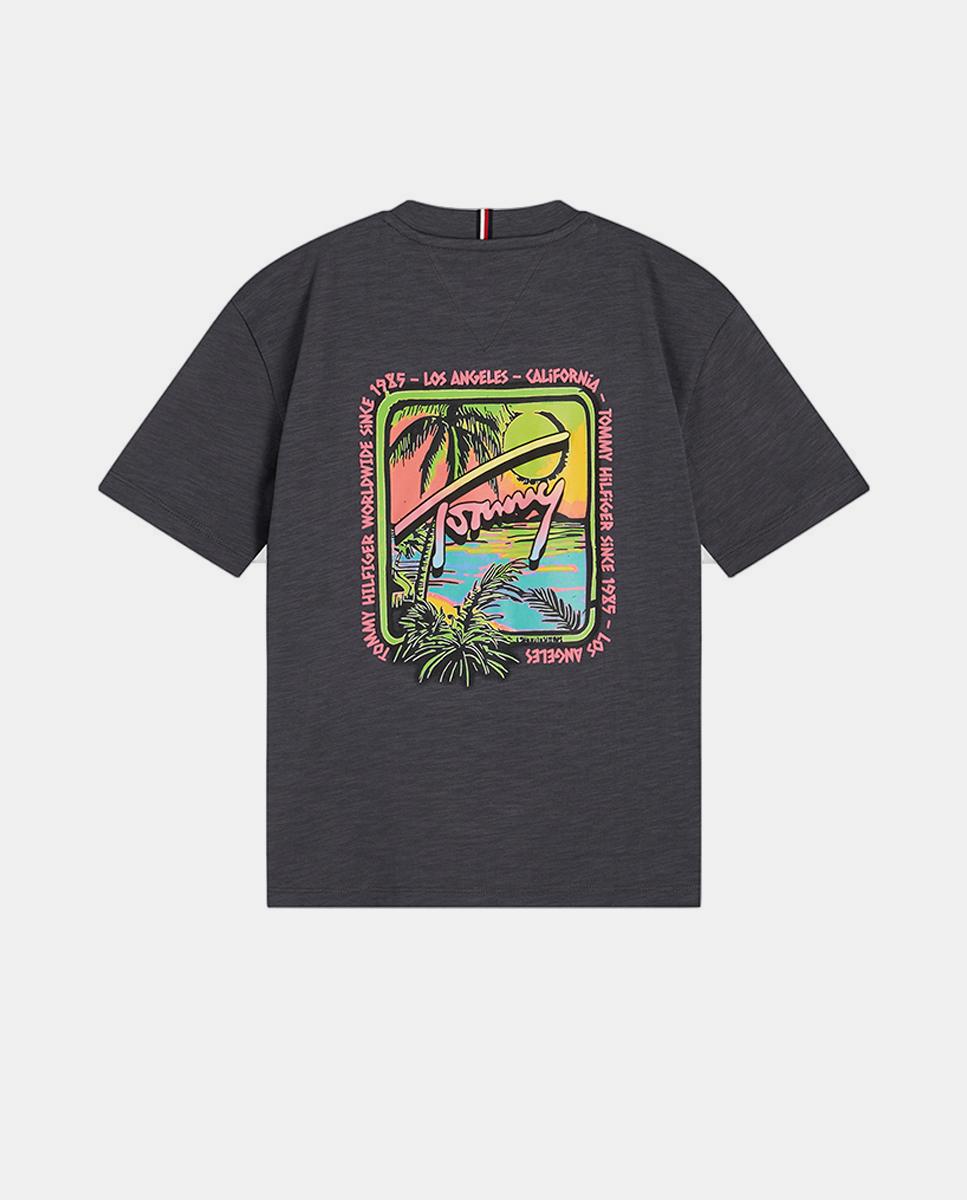 T-shirt de Manga Curta com Logótipo Bordado nas Costas Tommy Hilfiger Cinzento-escuro-6