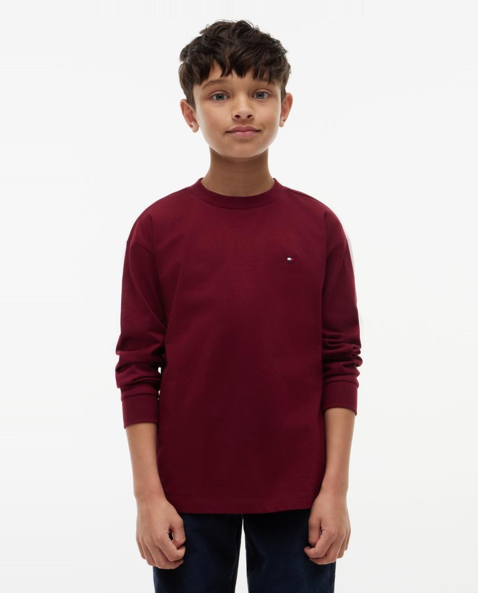 Camiseta de niño de manga larga con bandera bordada en el pecho - Tommy Hilfiger - Amarillo Amarillo-1