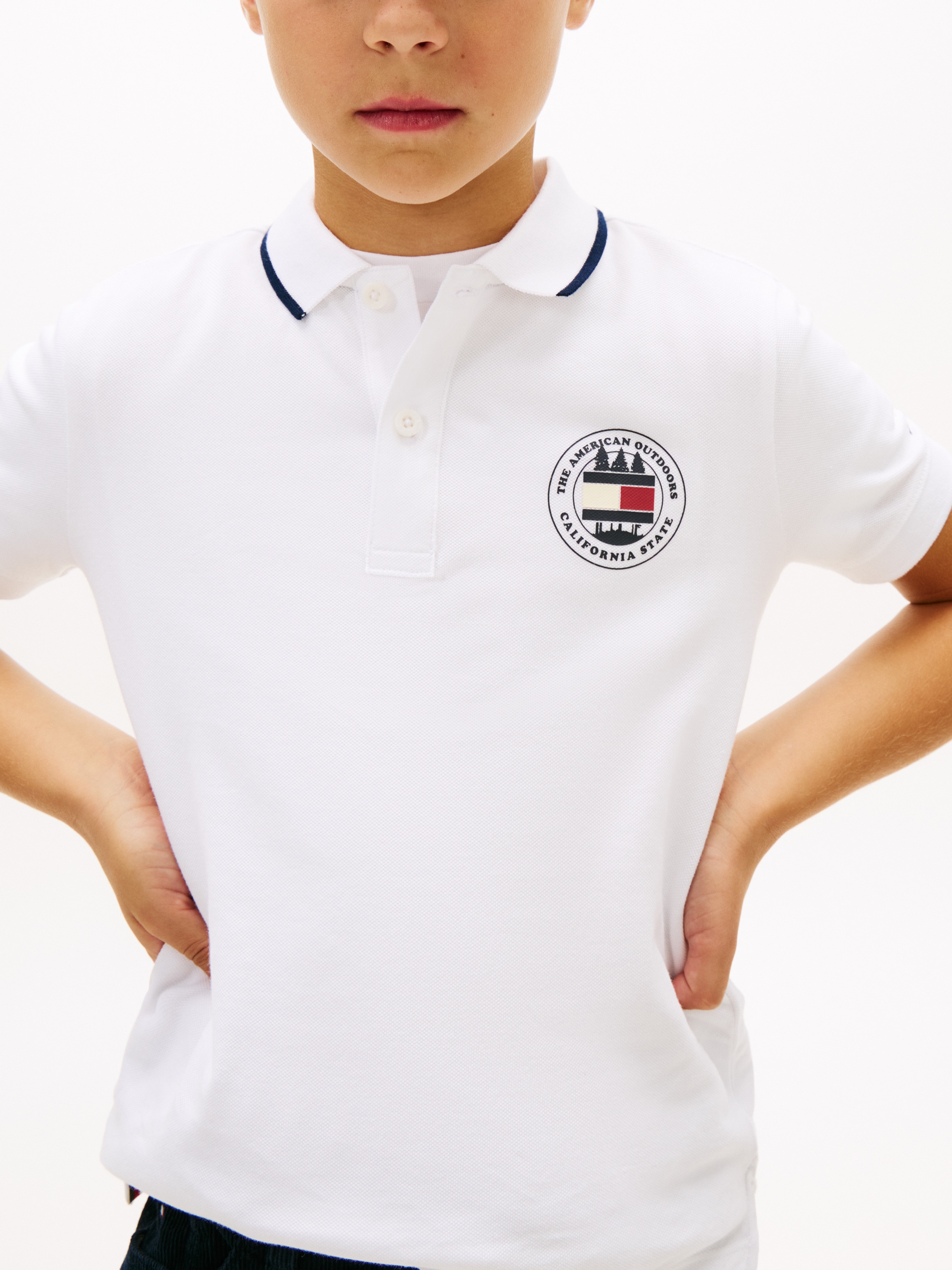 Polo com Emblema Impresso Tommy Hilfiger Branco-3