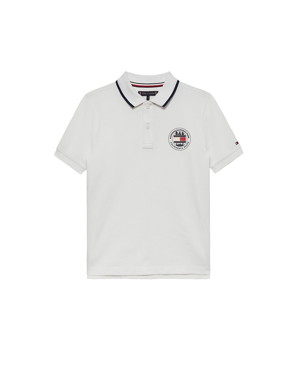 Polo com Emblema Impresso Tommy Hilfiger Branco-5