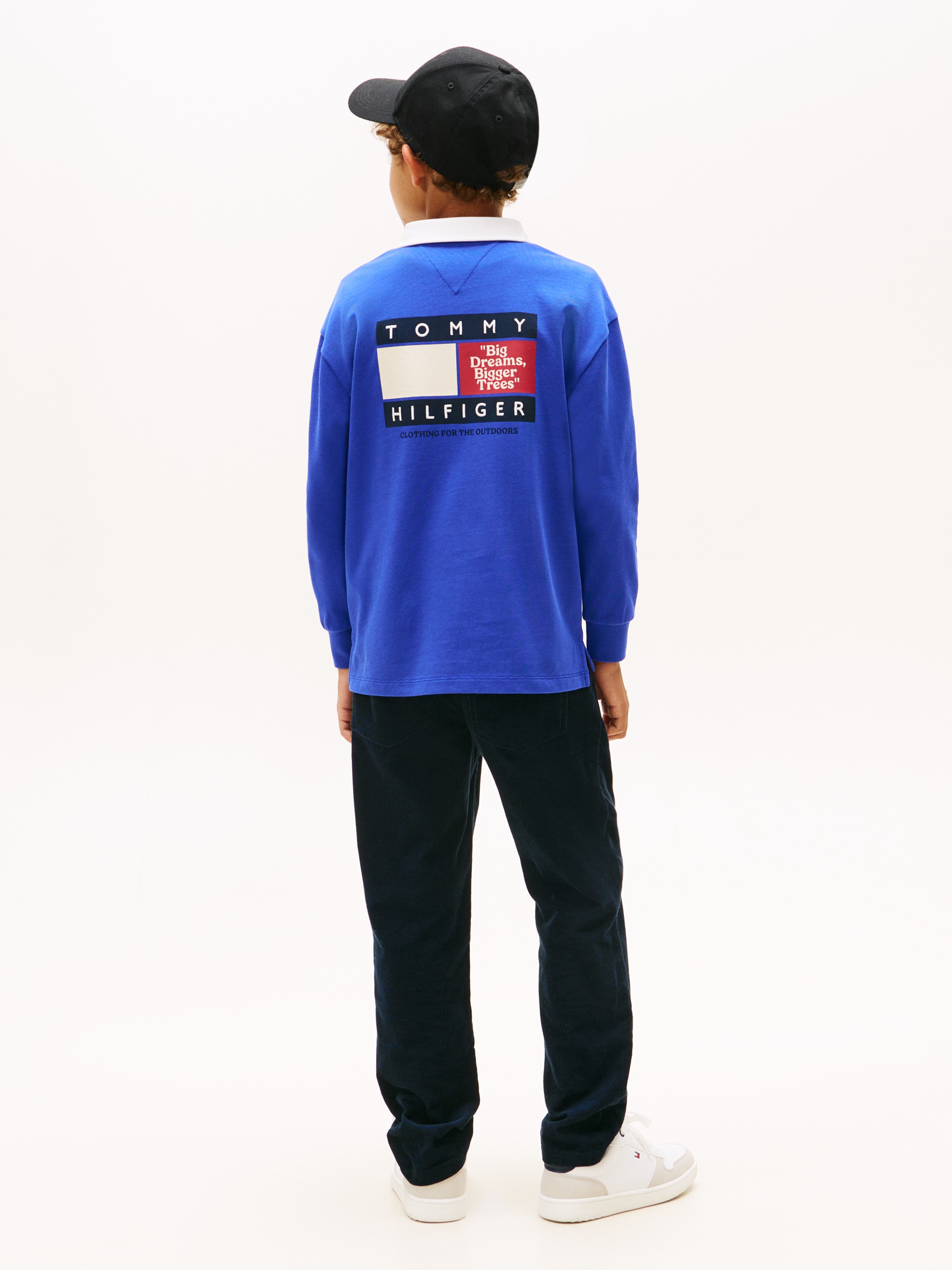 Polo de Manga Comprida com Logótipo Atrás Azul-2