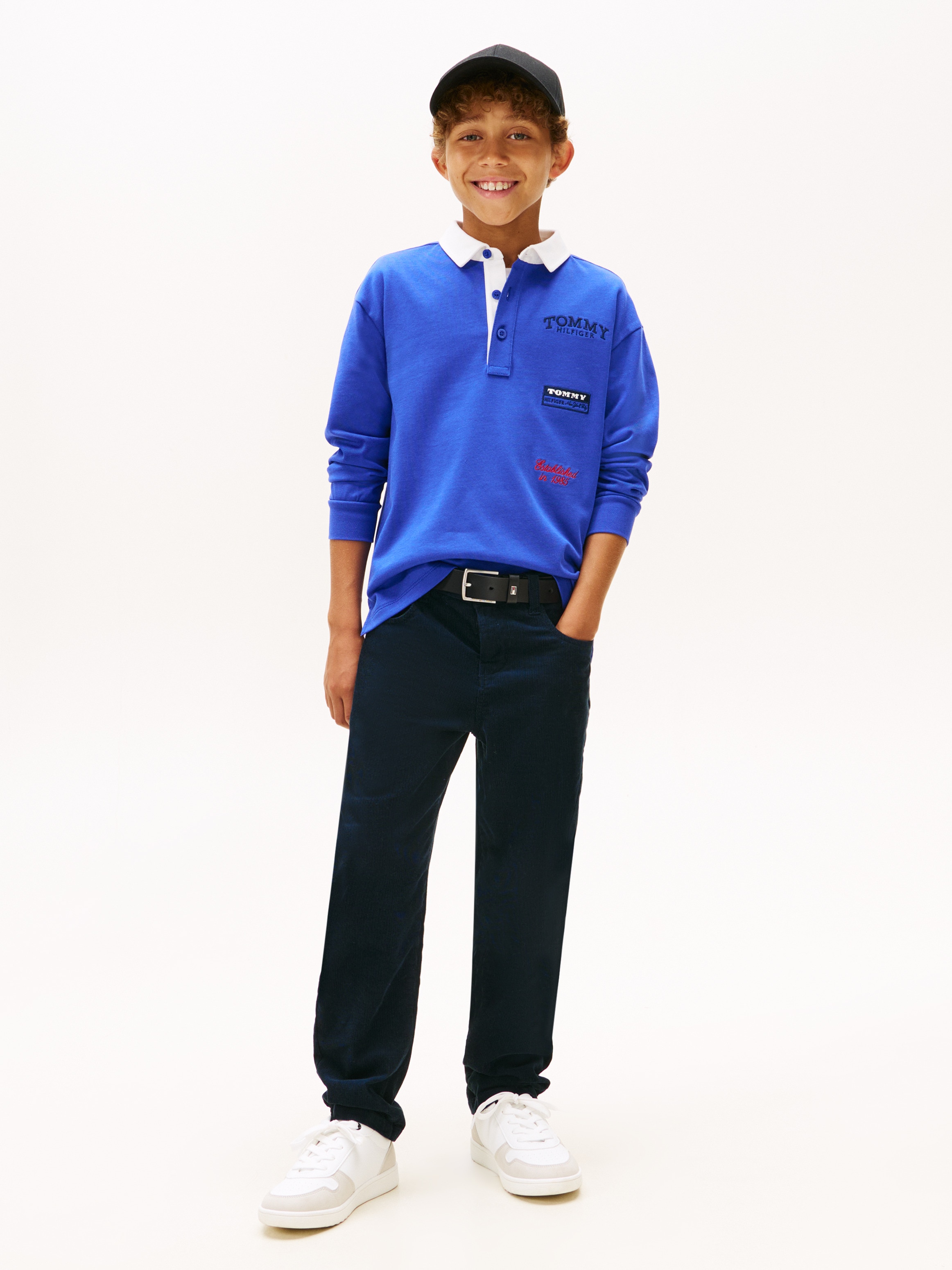 Polo de Manga Comprida com Logótipo Atrás Azul-4